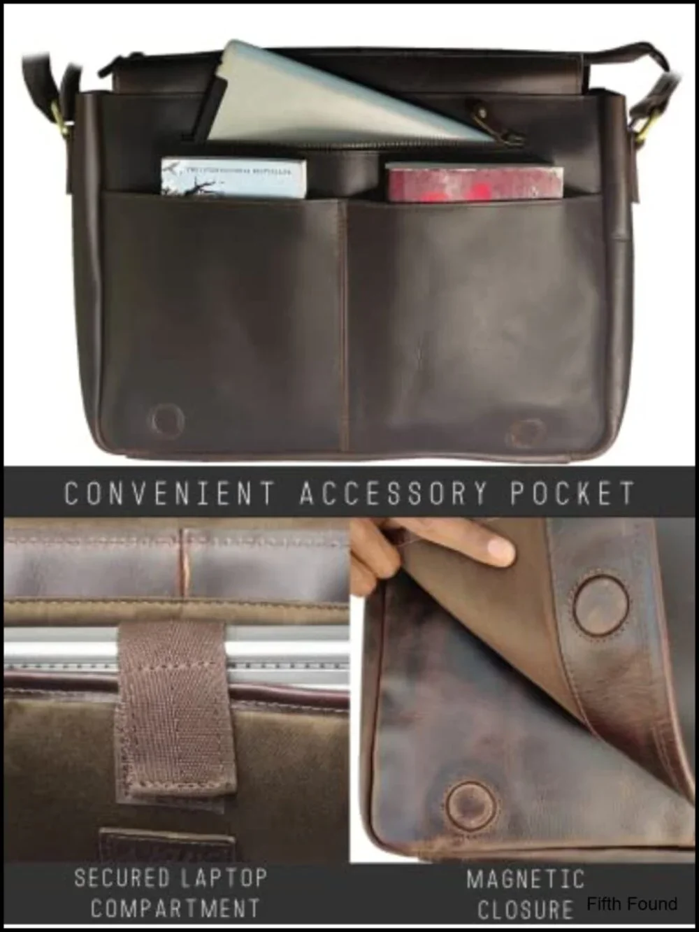 Full Grain Buffalo Leather Messenger Bag for Men